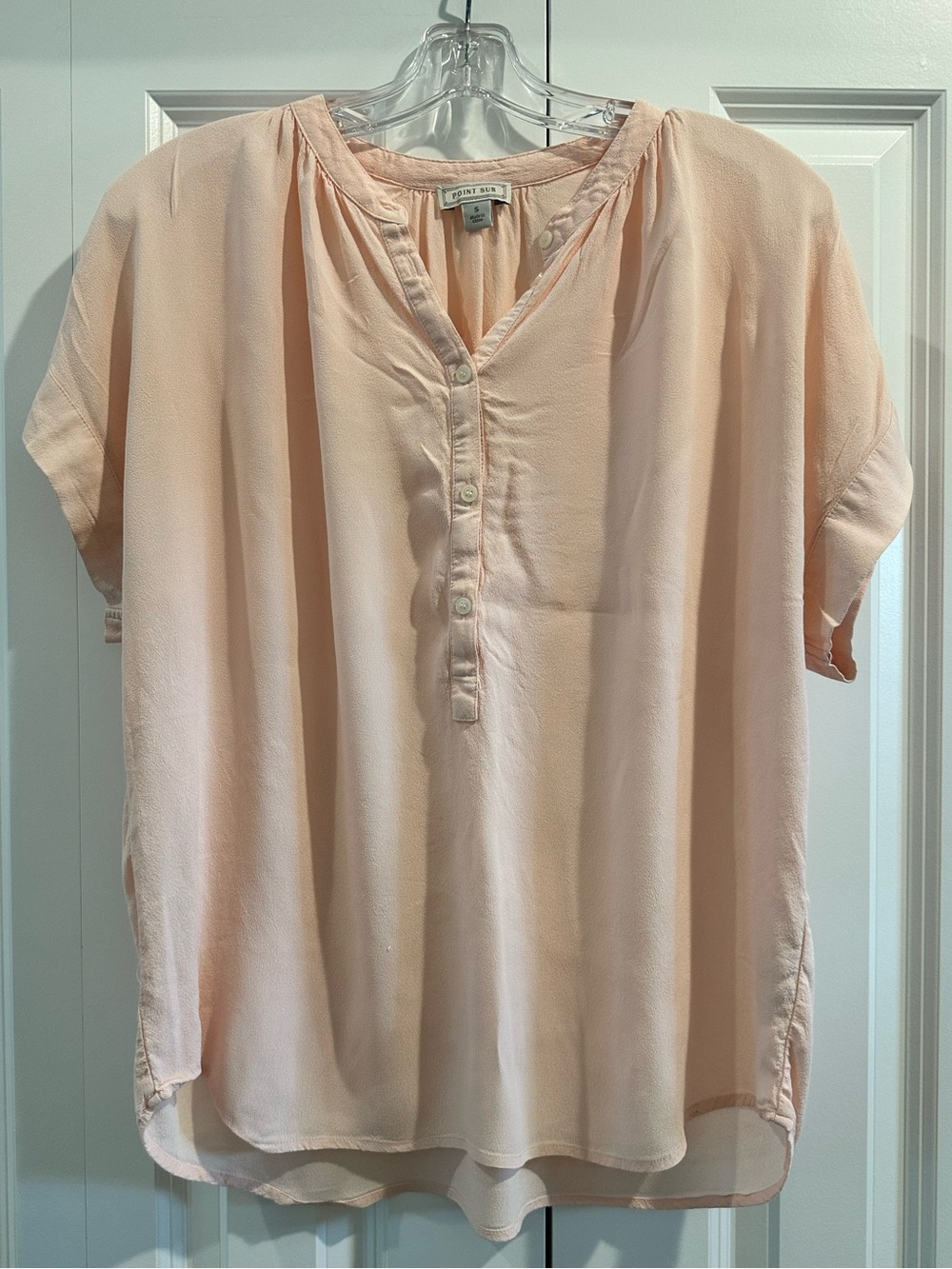 Light Blush Split-Neck Henley Blouse